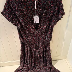 Floral Black and Red Dress NWT